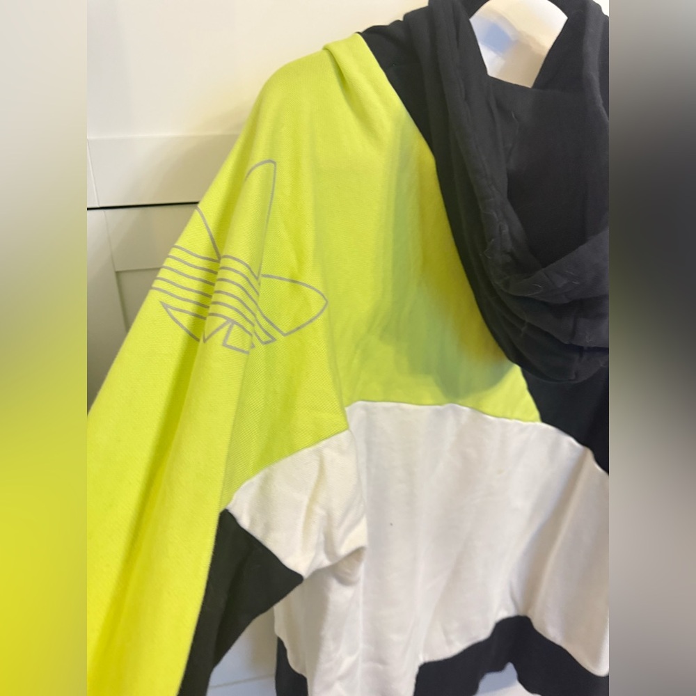 Adidas Women's Tri-Tone Hoodie - Black, White, Neon Lime - Size L - Picture 5 of 5